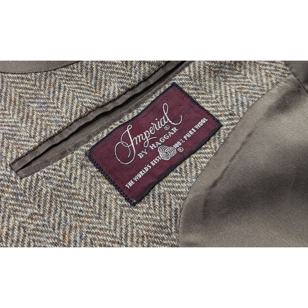 Haggar Blazer Sport Coat‎ Sport Jacket  Wool Herringbone Thick Tweed 44R Slim